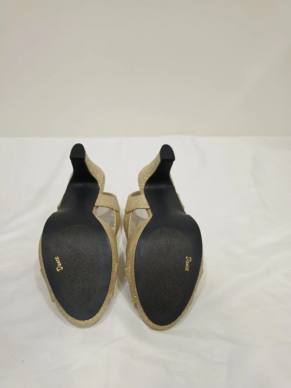 easy street Gold Glitter Christy Crisscross Slingback Heels